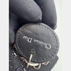 Pre Owned Dior Black Cannage Satin Mini Crystal Embellished Lady Dior Tote