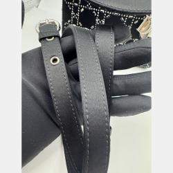 Pre Owned Dior Black Cannage Satin Mini Crystal Embellished Lady Dior Tote