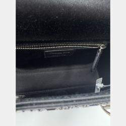 Pre Owned Dior Black Cannage Satin Mini Crystal Embellished Lady Dior Tote