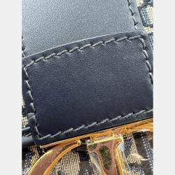 Pre Owned Dior Navy Blue Oblique Canvas and Leather Montaigne 30 Flap Shoulder Bag