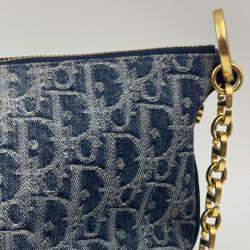 Pre Owned Dior hobo bag with chain denim