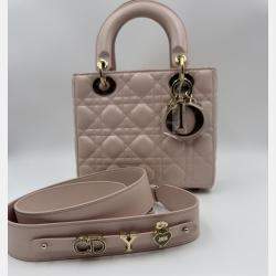 Pre Owned Dior pink Cannage Leather Small Lady Dior My ABCDior Tote
