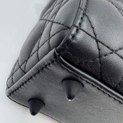 Pre Owned حقيبة يد توتس ديور ليدي ديور صغيرة جلد مطفي أسود بالكامل كاناج سوداء