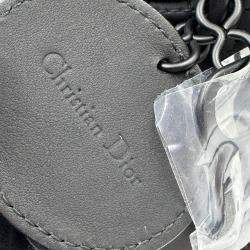 Pre Owned حقيبة يد توتس ديور ليدي ديور صغيرة جلد مطفي أسود بالكامل كاناج سوداء