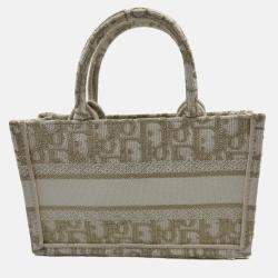 Pre Owned DIOR white/gold Oblique Book Tote