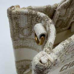 Pre Owned DIOR white/gold Oblique Book Tote