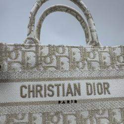 Pre Owned DIOR white/gold Oblique Book Tote