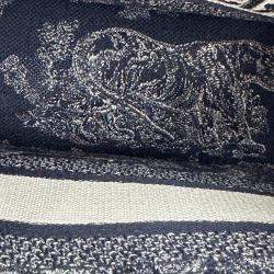 Pre Owned Dior Navy BlueWhite Embroidered Canvas Small Toile de Jouy Book Tote