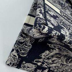 Pre Owned Dior Navy BlueWhite Embroidered Canvas Small Toile de Jouy Book Tote
