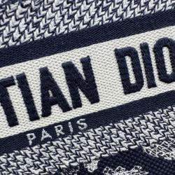 Pre Owned Dior Navy BlueWhite Embroidered Canvas Small Toile de Jouy Book Tote