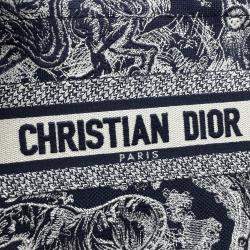 Pre Owned Dior Navy BlueWhite Embroidered Canvas Small Toile de Jouy Book Tote