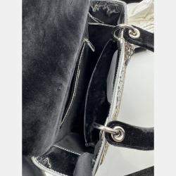 Pre Owned DIOR lady Dior art limited edtion sliver patent leather medium
