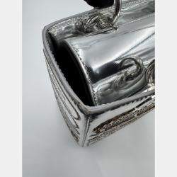 Pre Owned DIOR lady Dior art limited edtion sliver patent leather medium
