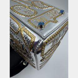 Pre Owned DIOR lady Dior art limited edtion sliver patent leather medium