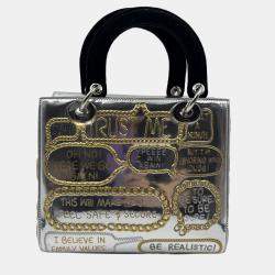 Pre Owned DIOR lady Dior art limited edtion sliver patent leather medium