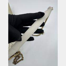 Pre Owned Dior white Leather Studded Diorama Vertical Chain Clutch