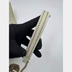 Pre Owned Dior white Leather Studded Diorama Vertical Chain Clutch