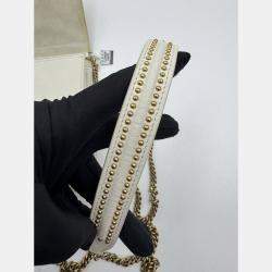 Pre Owned Dior white Leather Studded Diorama Vertical Chain Clutch