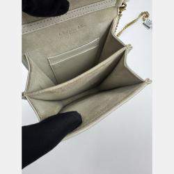 Pre Owned Dior white Leather Studded Diorama Vertical Chain Clutch