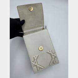 Pre Owned Dior white Leather Studded Diorama Vertical Chain Clutch