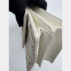 Pre Owned Dior white Leather Studded Diorama Vertical Chain Clutch