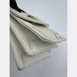 Pre Owned Dior white Leather Studded Diorama Vertical Chain Clutch