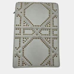 Pre Owned Dior white Leather Studded Diorama Vertical Chain Clutch