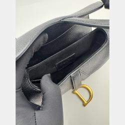 Pre Owned Dior Black Leather Mini Saddle Bag