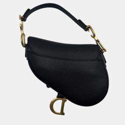 Pre Owned Dior Black Leather Mini Saddle Bag