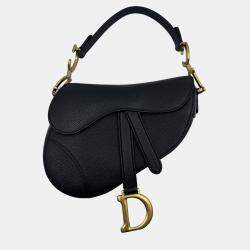 Pre Owned Dior Black Leather Mini Saddle Bag