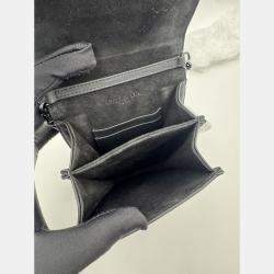 Pre Owned Dior Black Leather Studded Diorama Vertical Chain Clutch