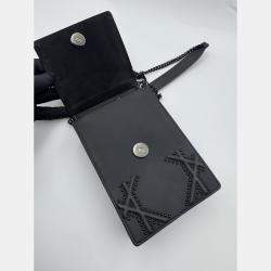 Pre Owned Dior Black Leather Studded Diorama Vertical Chain Clutch