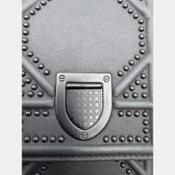 Pre Owned Dior Black Leather Studded Diorama Vertical Chain Clutch