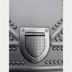 Pre Owned Dior Black Leather Studded Diorama Vertical Chain Clutch
