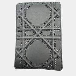 Pre Owned Dior Black Leather Studded Diorama Vertical Chain Clutch