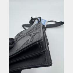 Pre Owned Dior Black Leather Studded Diorama Vertical Chain Clutch