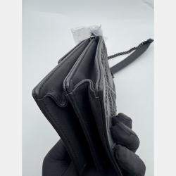 Pre Owned Dior Black Leather Studded Diorama Vertical Chain Clutch