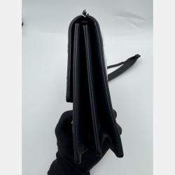 Pre Owned Dior Black Leather Studded Diorama Vertical Chain Clutch