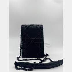 Pre Owned Dior Black Leather Studded Diorama Vertical Chain Clutch