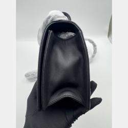 مملوكة مسبقًا Dior black matte Leather studed Medium Diorama Flap Shoulder Bag