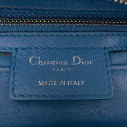 Pre Owned Dior Blue Medium Lambskin Cannage Lady Dior