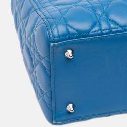 Pre Owned Dior Blue Medium Lambskin Cannage Lady Dior
