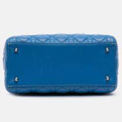 Pre Owned Dior Blue Medium Lambskin Cannage Lady Dior