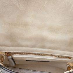 Pre Owned حقيبة ديور ليدي ديور كاناج صغيرة ميتاليك جلد عجل محبب فضي