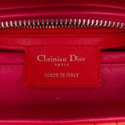 Pre Owned Dior Orange Pink Medium Bicolor Lambskin Cannage Lady Dior