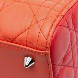 Pre Owned Dior Orange Pink Medium Bicolor Lambskin Cannage Lady Dior