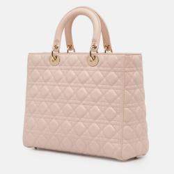 Pre Owned Dior Pink Large Lambskin Cannage Lady Dior