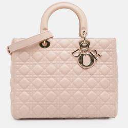 Pre Owned Dior Pink Large Lambskin Cannage Lady Dior