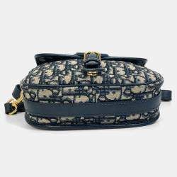 Pre Owned Dior Oblique Bobby Navy Canvas Shoulder Bag