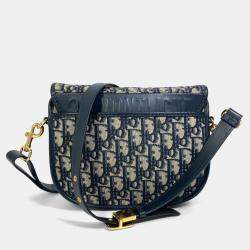 Pre Owned Dior Oblique Bobby Navy Canvas Shoulder Bag